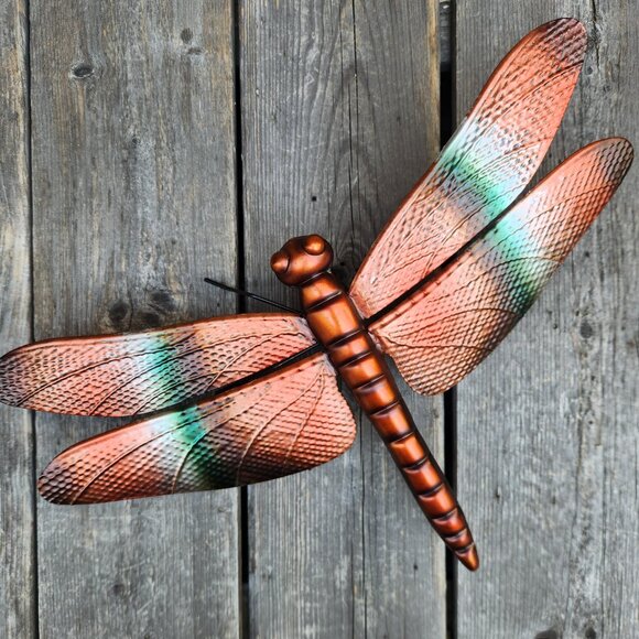 14.5" Large Cardinal Meadowhawk Metal Dragonfly Wall/Fence Decor Garden Stake - Picture 4 of 4